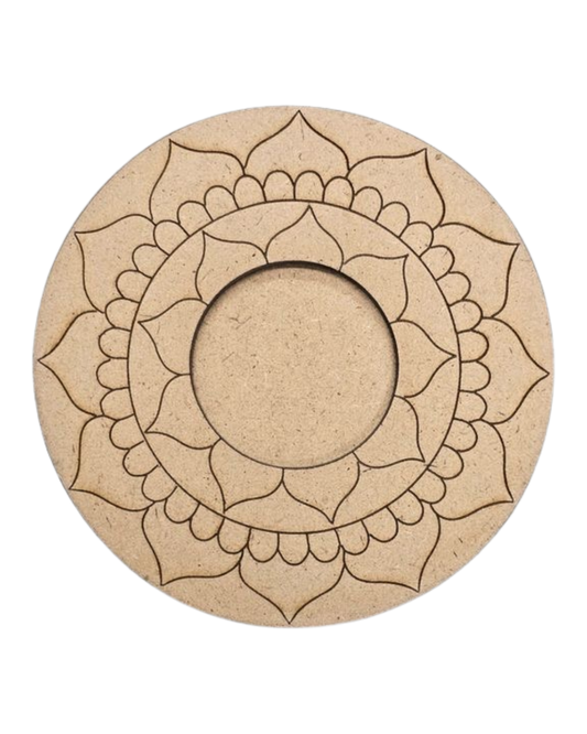 4 Inch MDF Tealight Holder Cutout for DIY Decor- Mandala