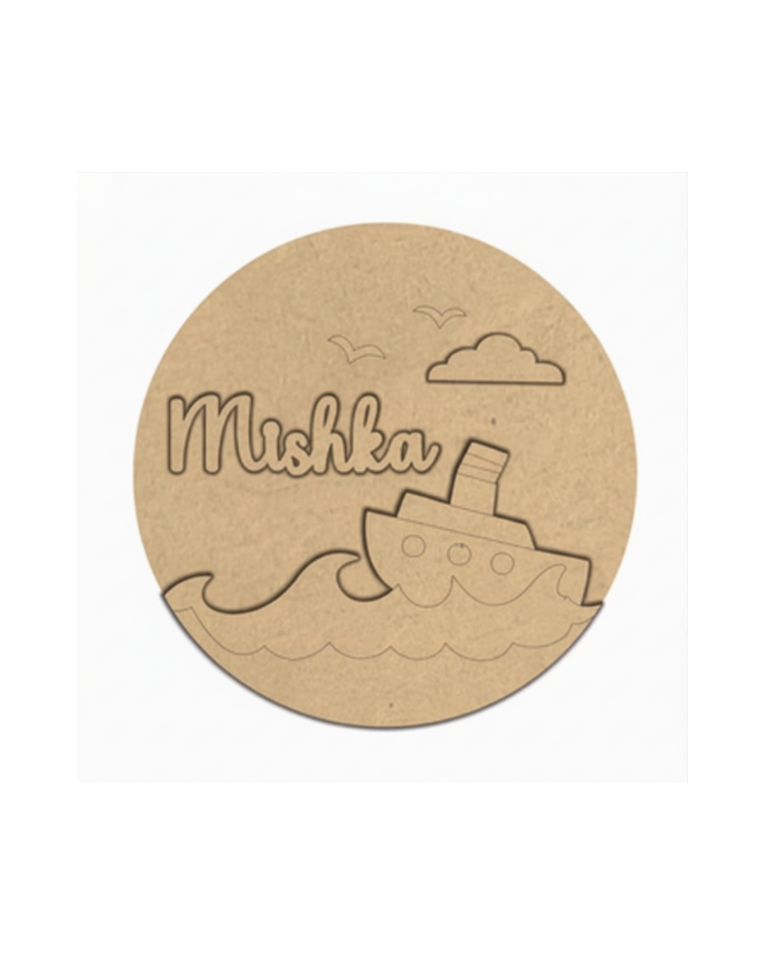 Ship DIY Circular Customized Name Plate Canva Kit with Paint & Brush
