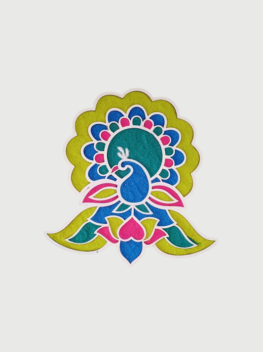 Peacock -2 Ready to Fill MDF Rangoli 12 Inch Decorative Base