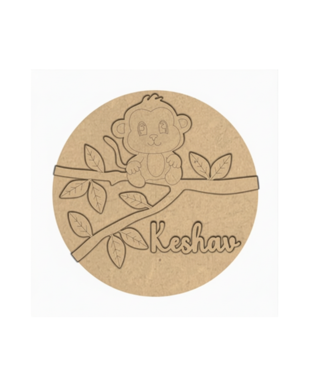 Monkey DIY Circular Customized Name Plate Canva Kit with Paint & Brush