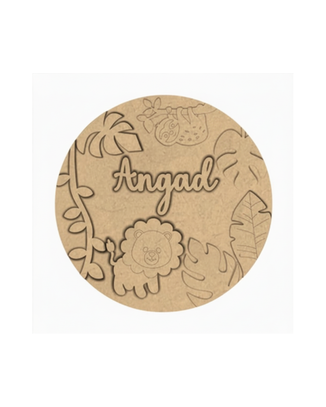 Lion Jungle DIY Circular Customized Name Plate Canva Kit with Paint & Brush