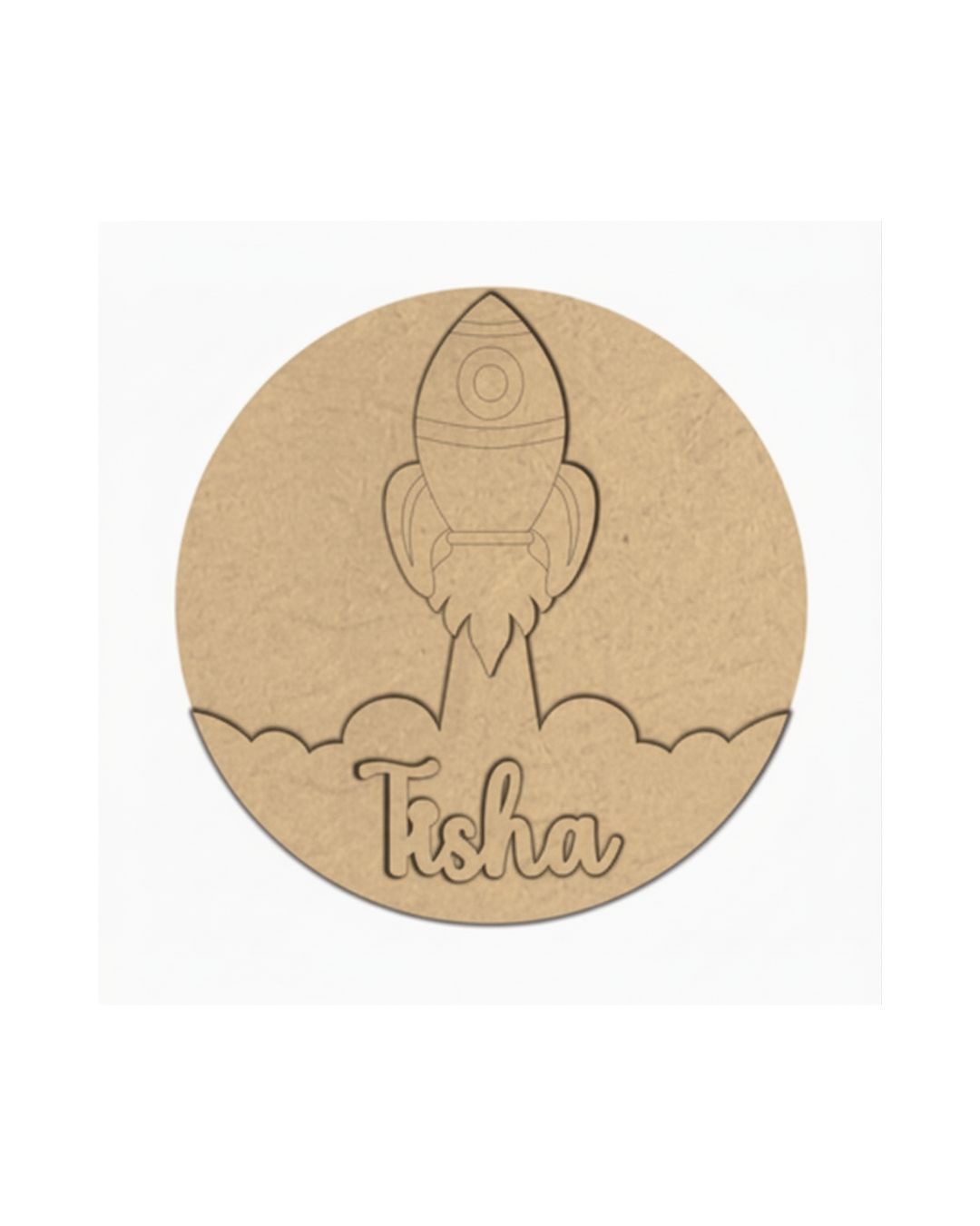 Rocket DIY Circular Customized Name Plate Canva Kit with Paint & Brush