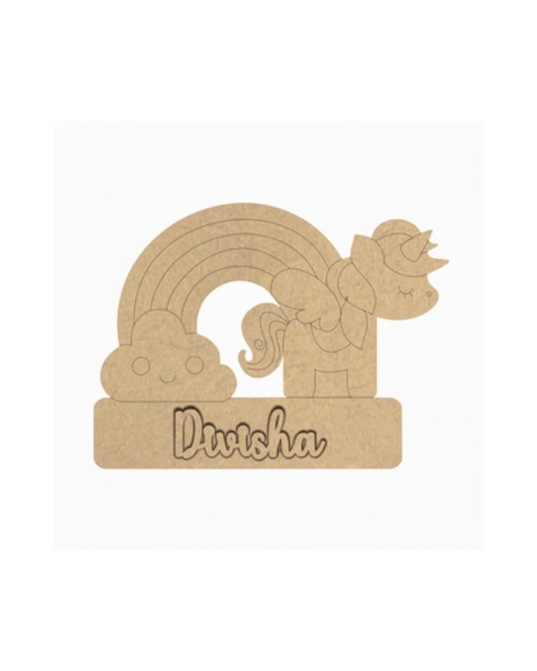Rainbow Unicorn DIY Customized Name Plate Canva Kit with Paint & Brush