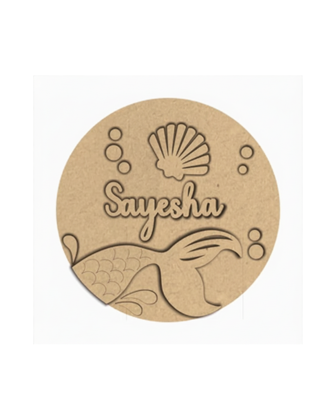 Mermaid Ocean DIY Customized Name Plate Canva Kit with Paint & Brush