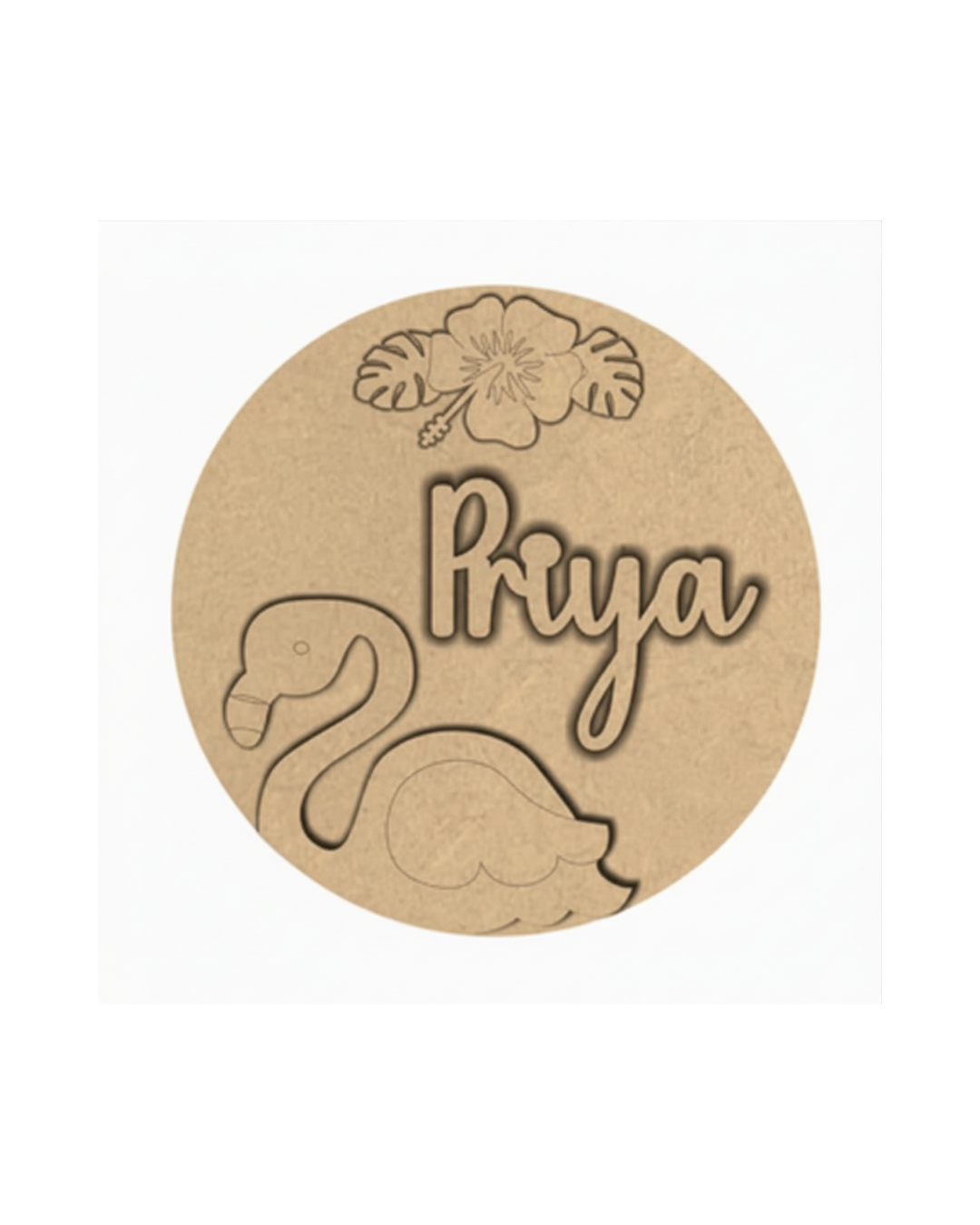 Flamingo -2 DIY Customized Name Plate Canva Kit with Paint & Brush
