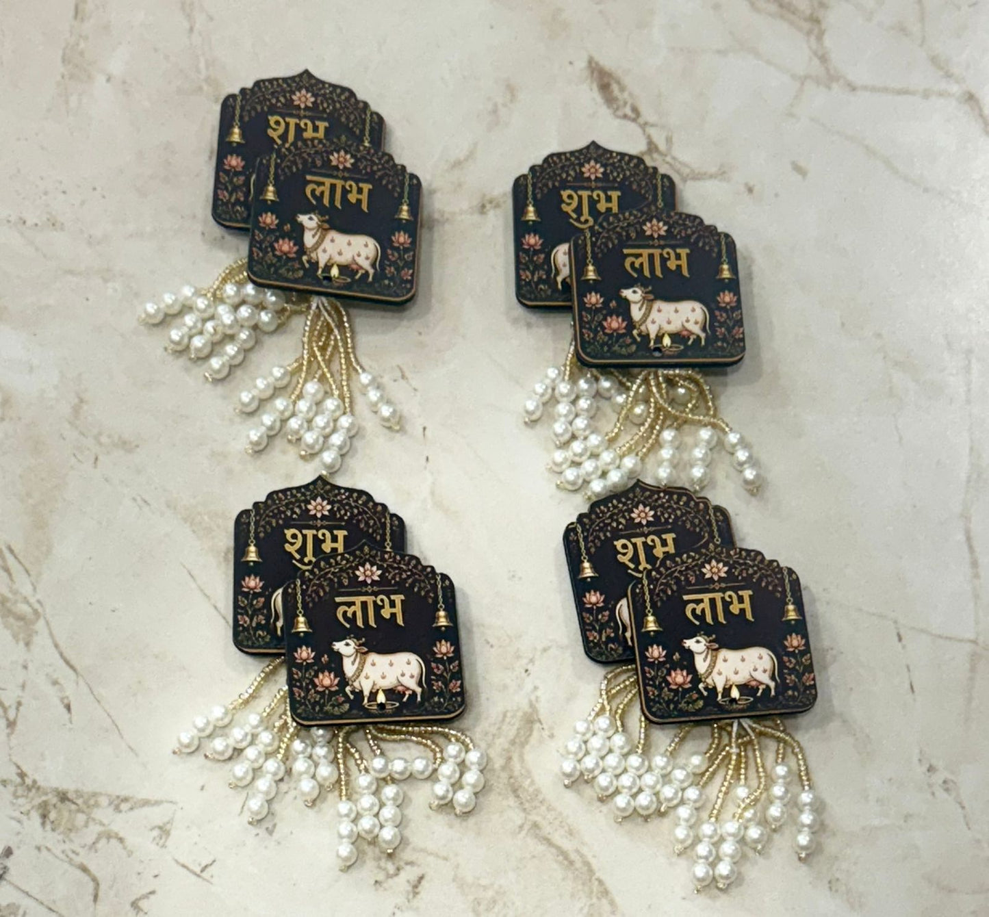 Decorative Shubh & Laabh Pair (Pack of 4)