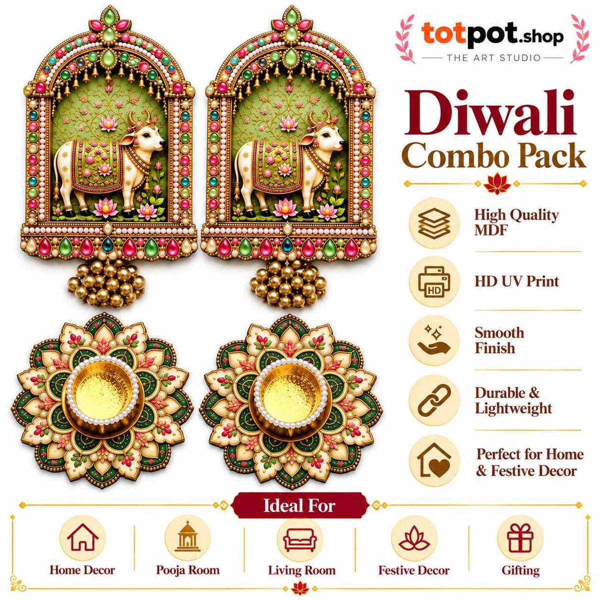 Premium Diwali Kamdhenu & T-light Combo