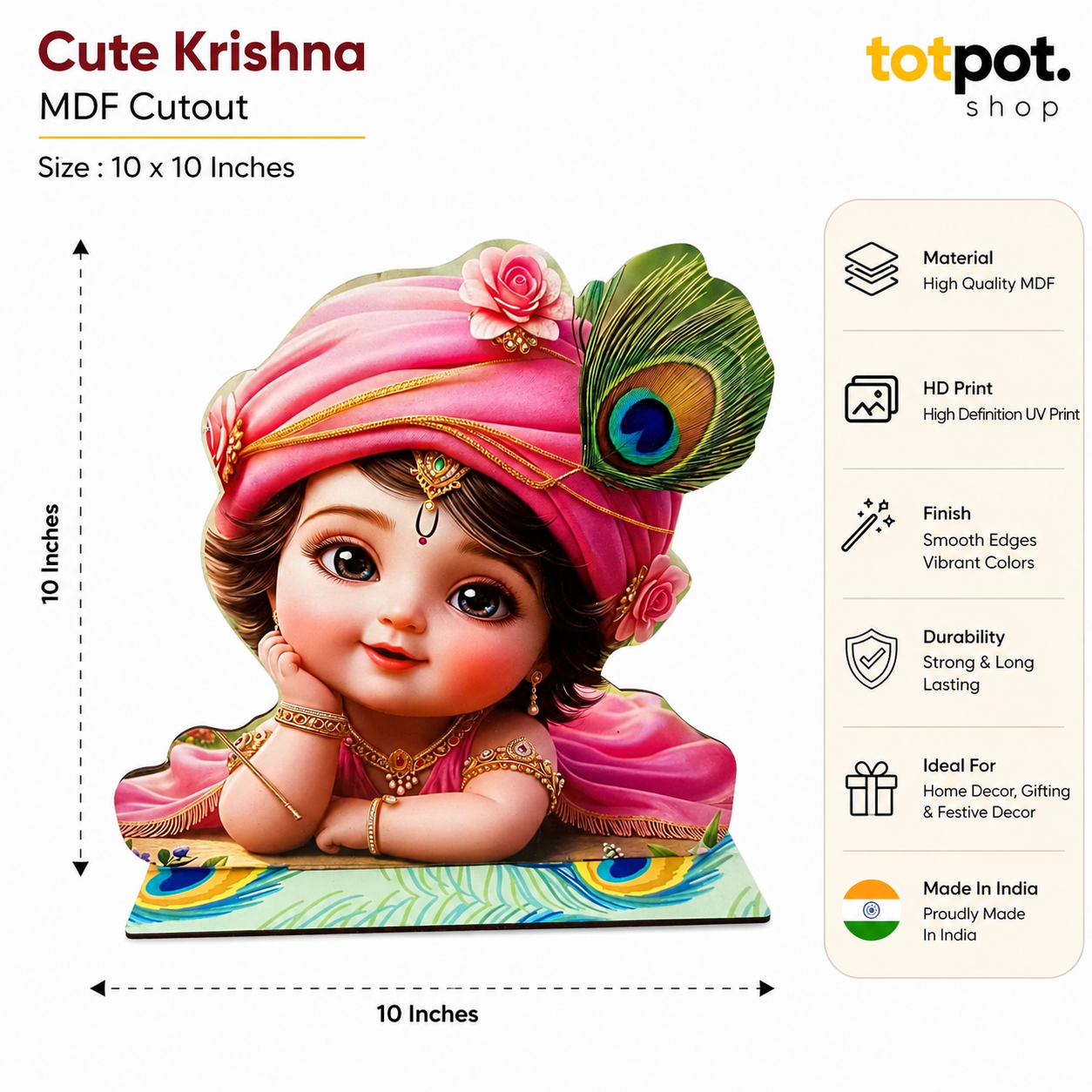 Cute Baby Krishna MDF Table Decor