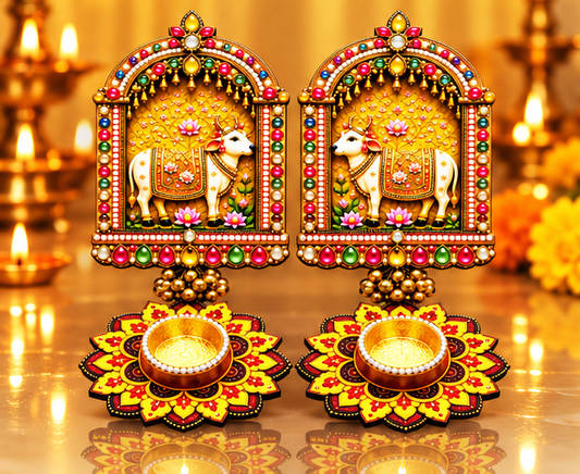 Premium Diwali Cow & T-Light Holder Combo