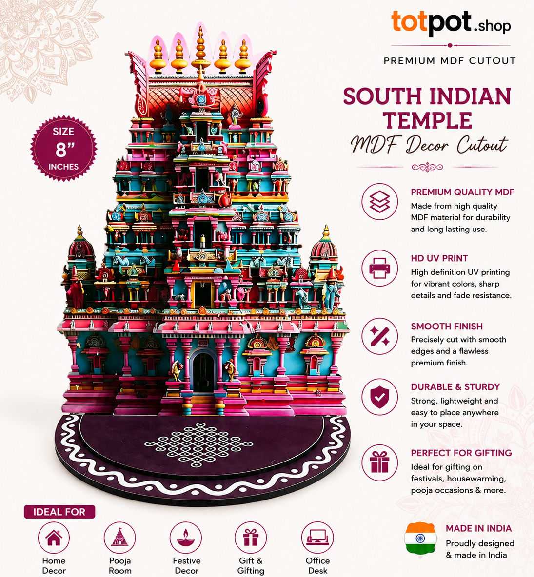 Gopuram Temple MDF Decor