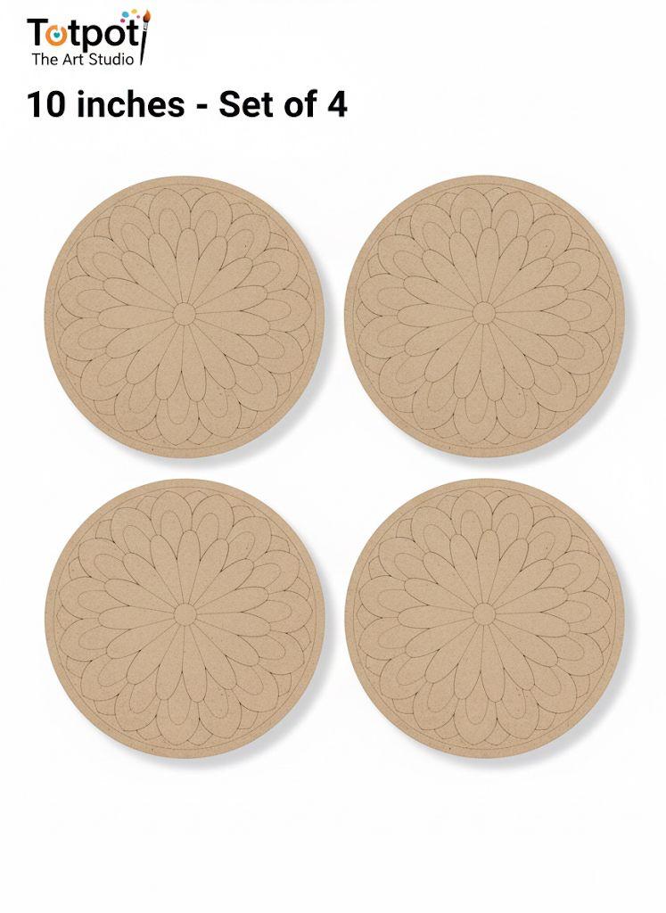 Mandala Lippan-4 DIY Colouring Kit Pack of 4 | 10 Inch Craft Kit