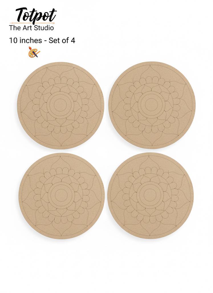 Mandala Lippan-1 DIY Colouring Kit Pack of 4 | 10 Inch Craft Kit