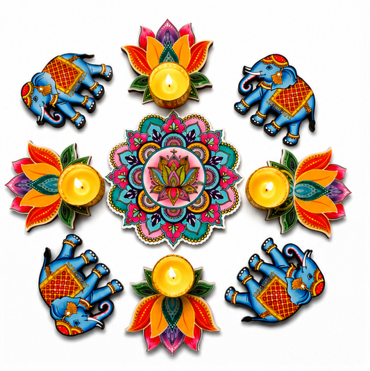 Elephant & Lotus MDF Rangoli