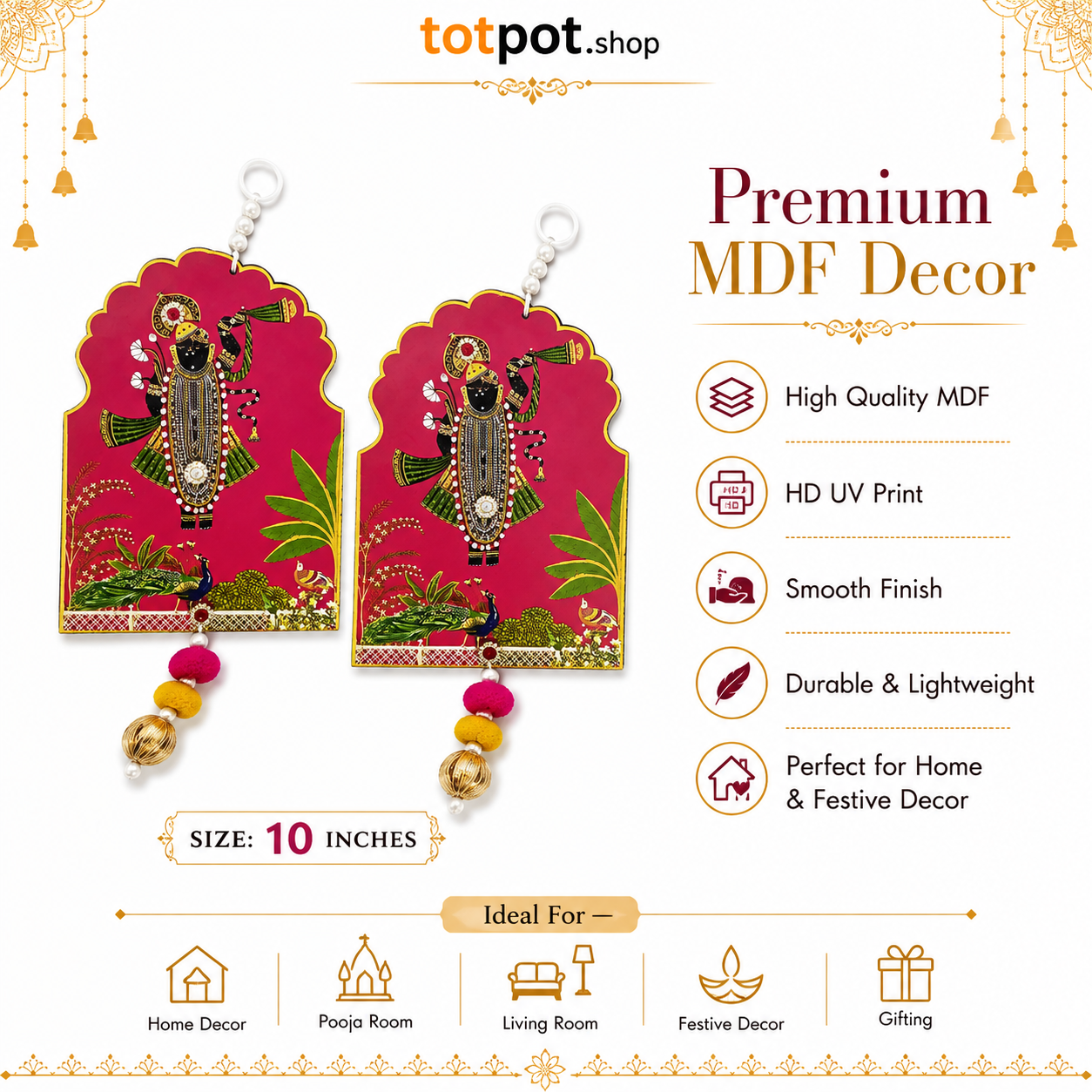 Premium MDF Shrinathji Wall Hanging or Toran