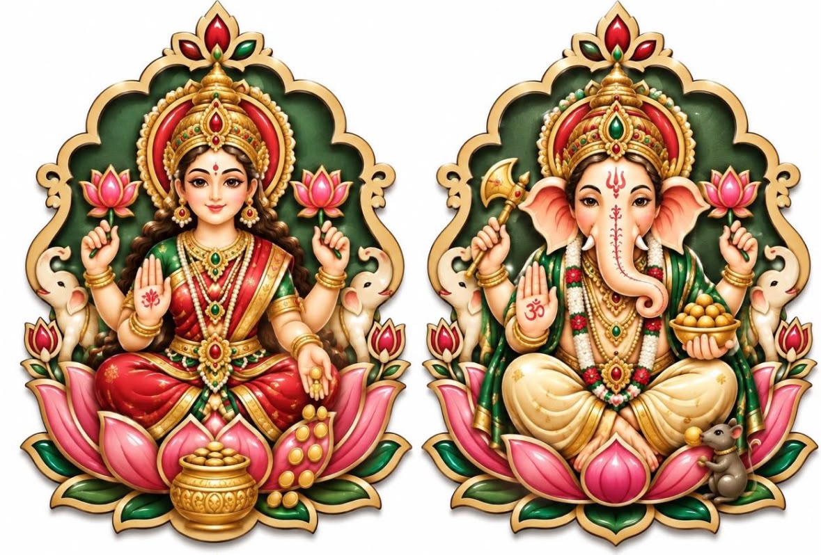 Laxmi Ganesh Pair MDF Cutout