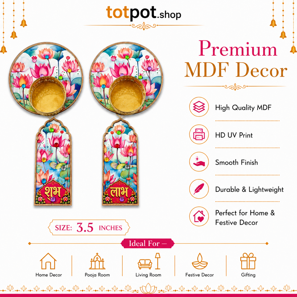 Lotus Shubh Labh MDF Wall Hanging & Toran Set