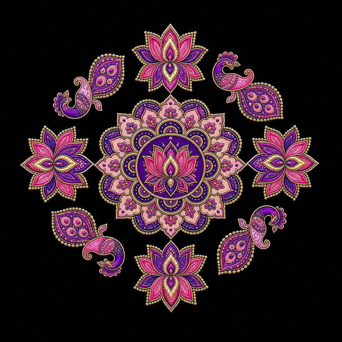 Lotus & Peacock MDF Ready Rangoli – A Perfect Blend of Tradition and Elegance