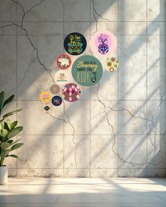 Life is a Journey| 11 Piece Circular MDF Wall Hanging Decor Set | 52 x 65 cm