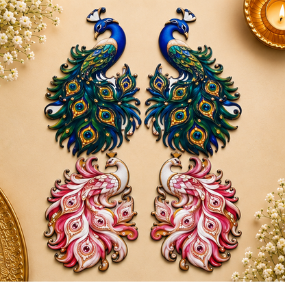 Peacock Cutout White & Blue - Set of 10 Pairs (Mix)