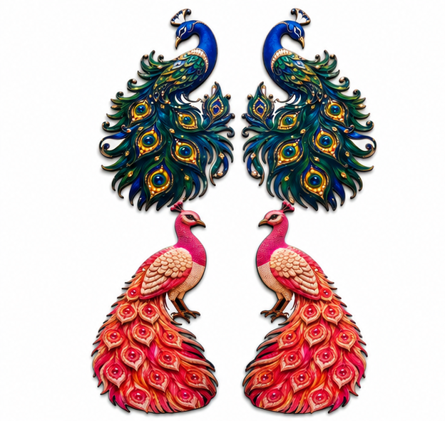 Peacock Cutout - Set of 10 Pairs (Mix)