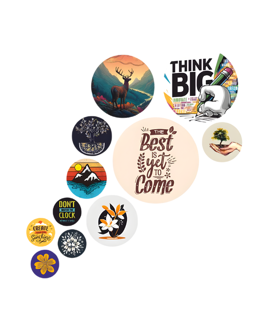 Motivational Quote | 11 Piece Circular MDF Wall Hanging Decor Set | 52 x 65 cm