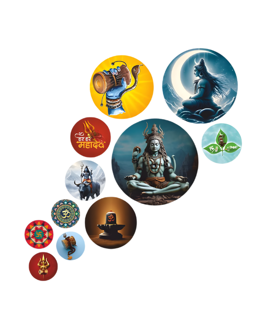 Shree Shambhoo 1 | 11 Piece Circular MDF Wall Hanging Decor Set | 52 x 65 cm