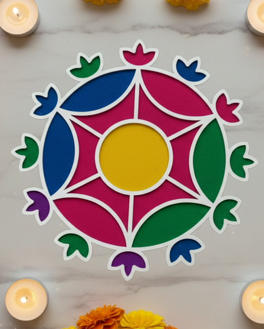 Decorative white metal screen with floral and candle arrangement on a marble surface