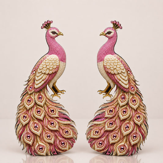 Pink Peacock MDF Decor (50 Pairs)