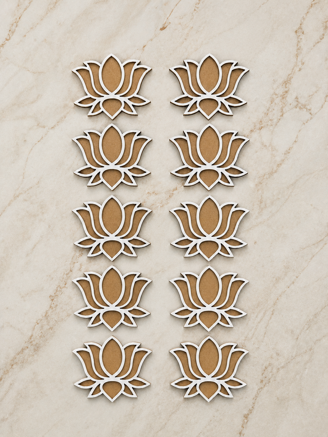 Lotus MDF Rangoli 3Inch Set (10 pieces)