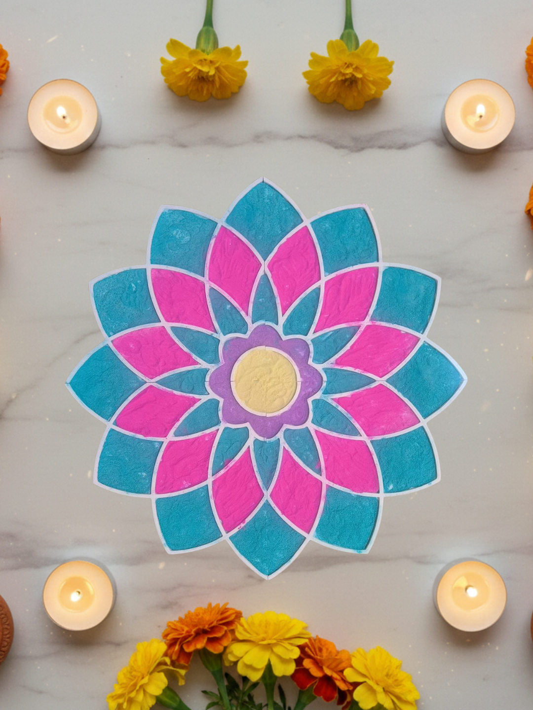 Floral design 3 Ready to Fill MDF Rangoli 12 Inch Decorative Base
