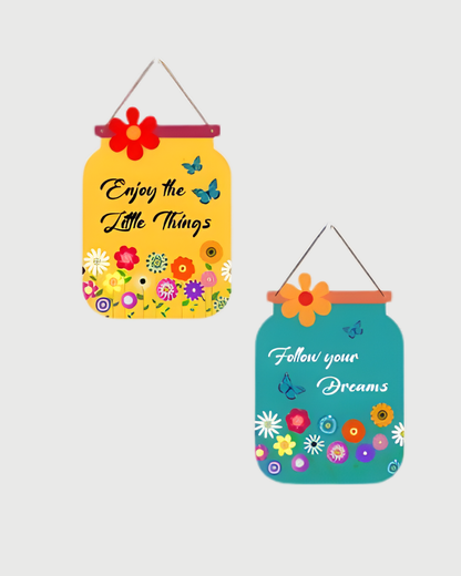 Premium 2PC Jar Quotes MDF Digital Print Wall Hanging Decor