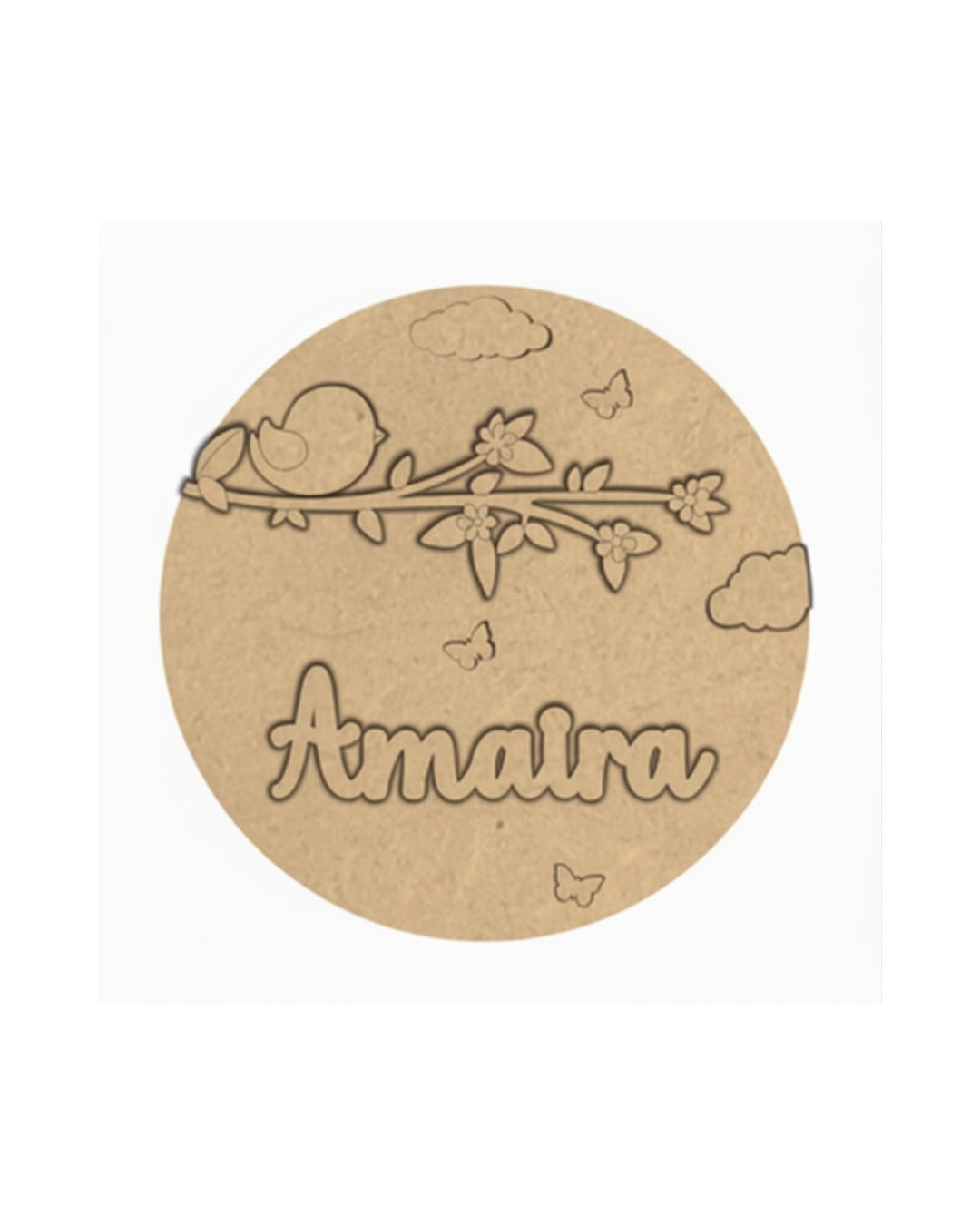 Bird DIY Circular Customized Name Plate Canva Kit with Paint & Brush