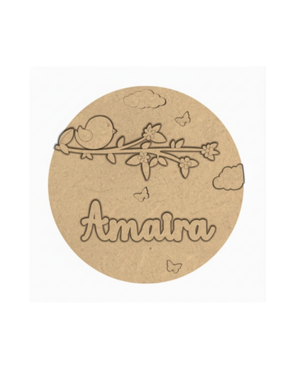 Bird DIY Circular Customized Name Plate Canva Kit with Paint & Brush