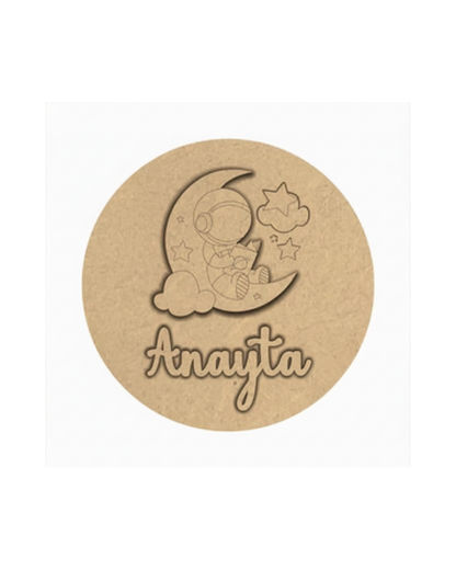 Astronuat DIY Circular Customized Name Plate Canva Kit with Paint & Brush