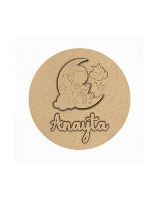 Astronuat DIY Circular Customized Name Plate Canva Kit with Paint & Brush