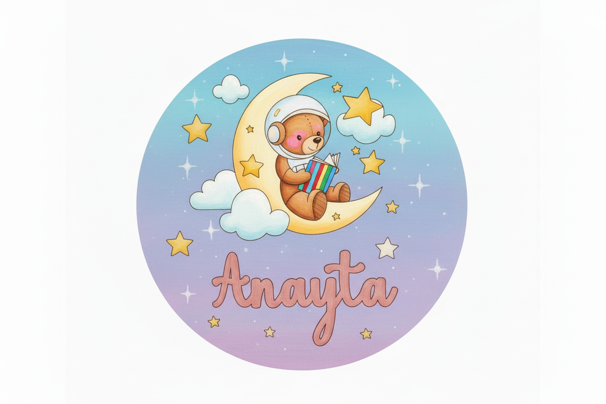 Astronuat DIY Circular Customized Name Plate Canva Kit with Paint & Brush