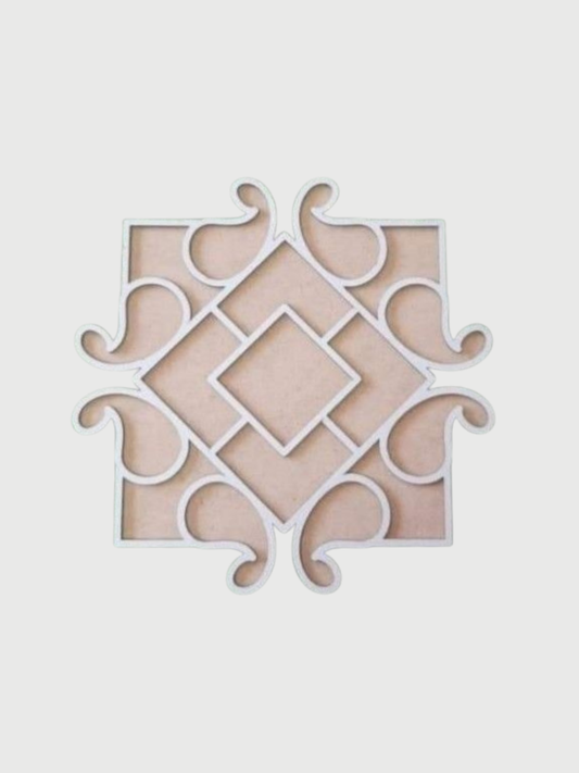 Square design Ready to Fill MDF Rangoli 12 Inch Decorative Base