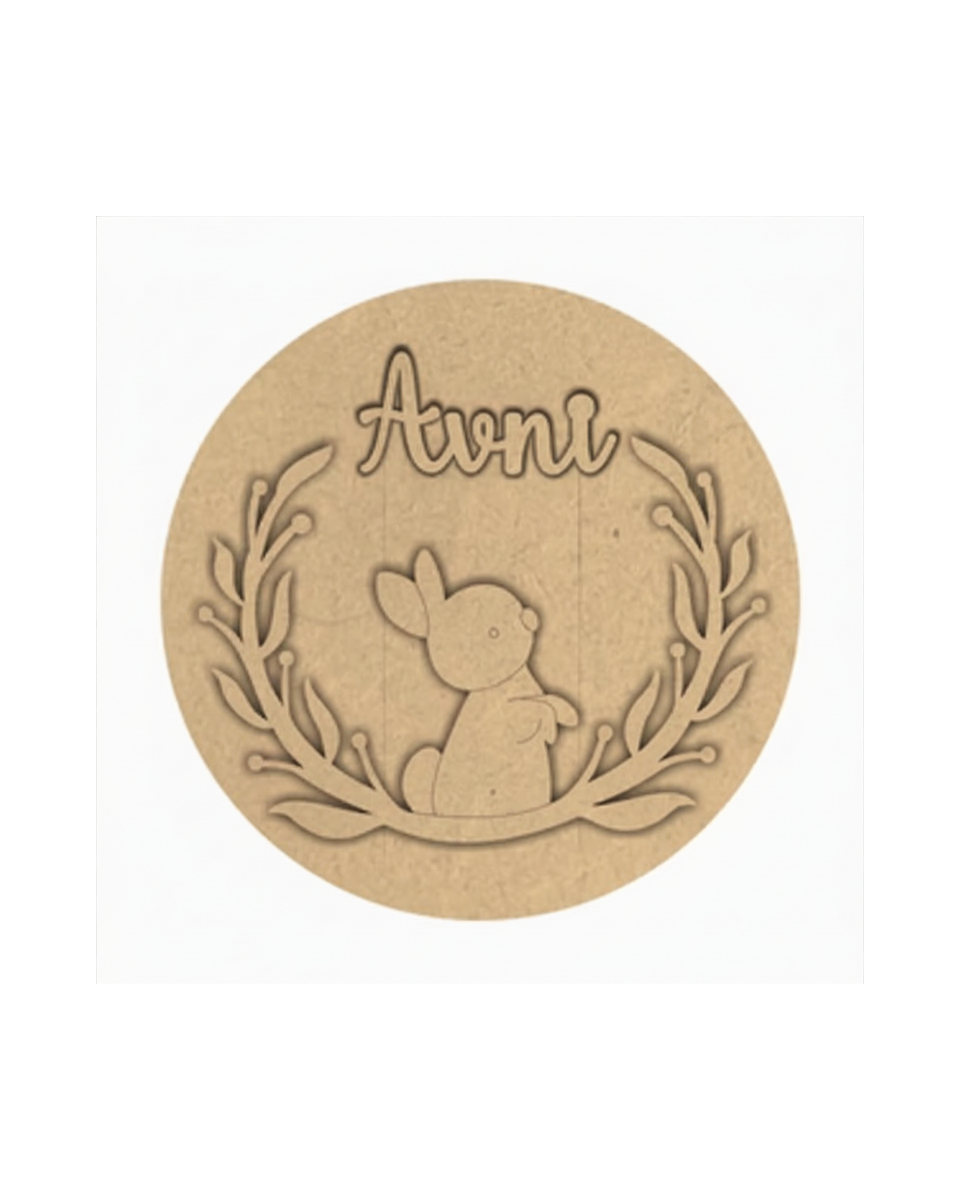 Rabbit DIY Circular Customized Name Plate Canva Kit with Paint & Brush