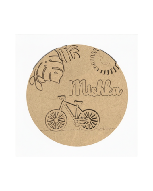 Bicycle DIY Circular Customized Name Plate Canva Kit with Paint & Brush