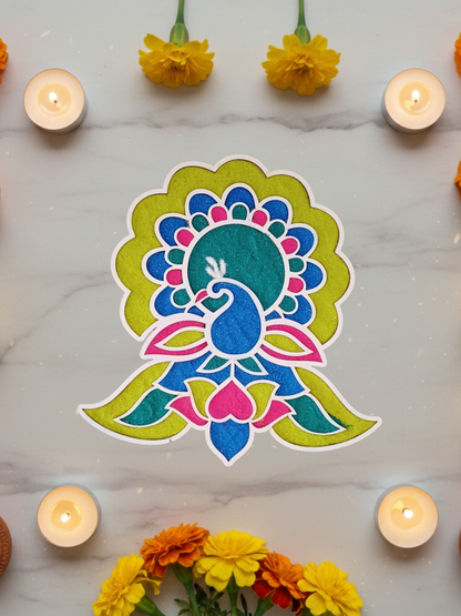 Peacock -2 Ready to Fill MDF Rangoli 12 Inch Decorative Base