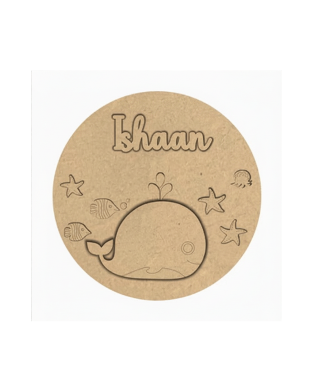 Whale DIY Circular Customized Name Plate Canva Kit with Paint & Brush