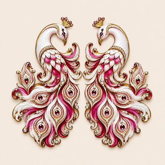 Royal White Peacock MDF Decor (50 Pairs)