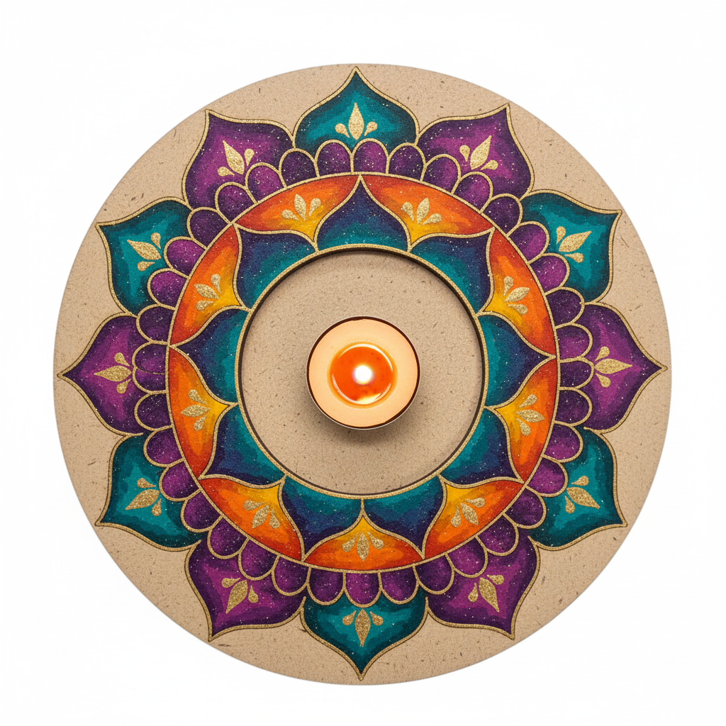 4 Inch MDF Tealight Holder Cutout for DIY Decor- Mandala