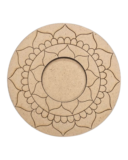 4 Inch MDF Tealight Holder Cutout for DIY Decor- Mandala