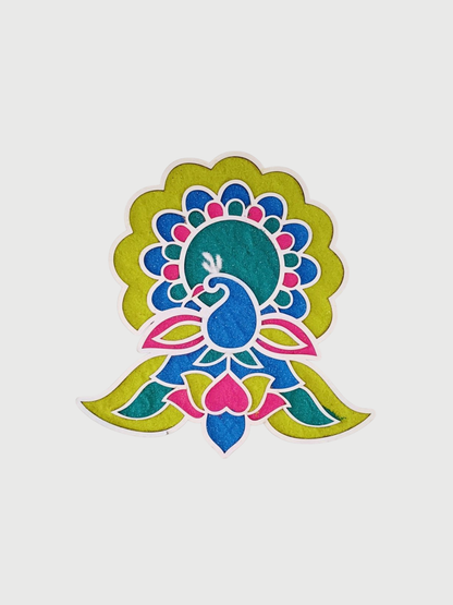 Peacock -2 Ready to Fill MDF Rangoli 12 Inch Decorative Base