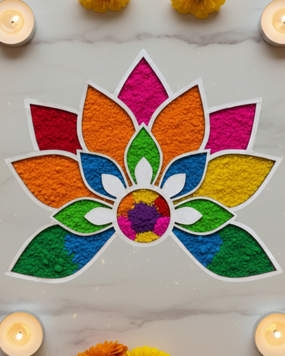 Floral Semi-circle Ready to Fill MDF Rangoli 12 Inch Decorative Base