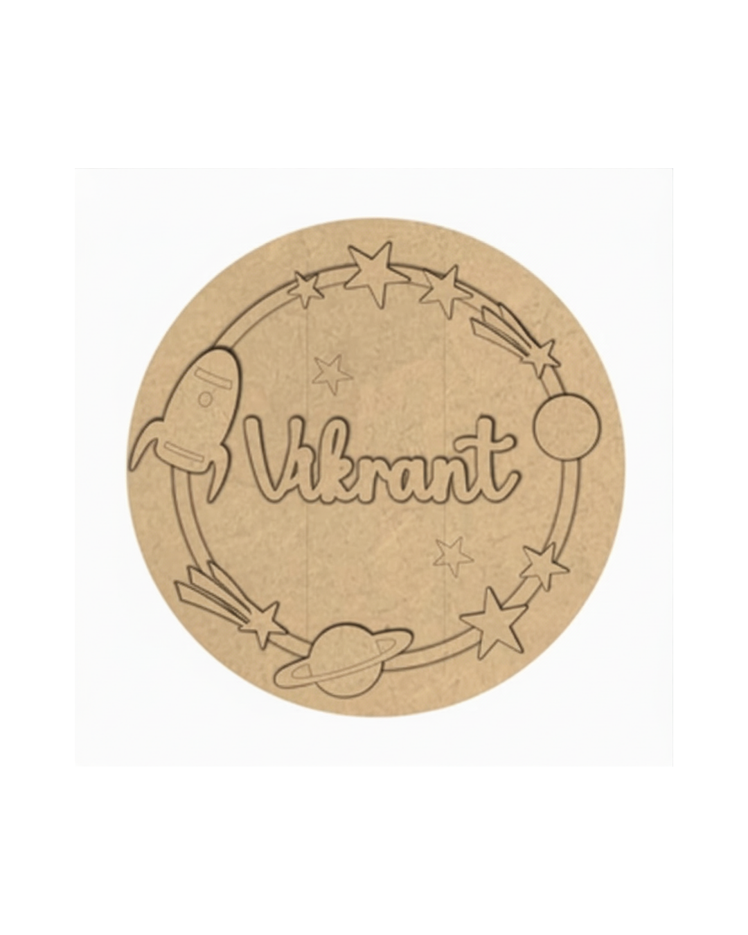Space DIY Circular Customized Name Plate Canva Kit with Paint & Brush
