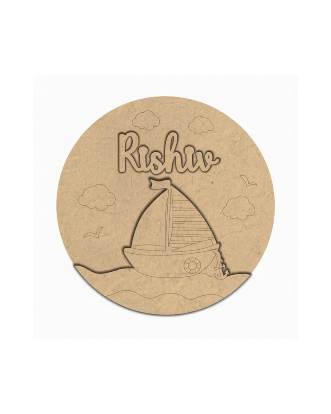 Yatch  DIY Circular Customized Name Plate Canva Kit with Paint & Brush