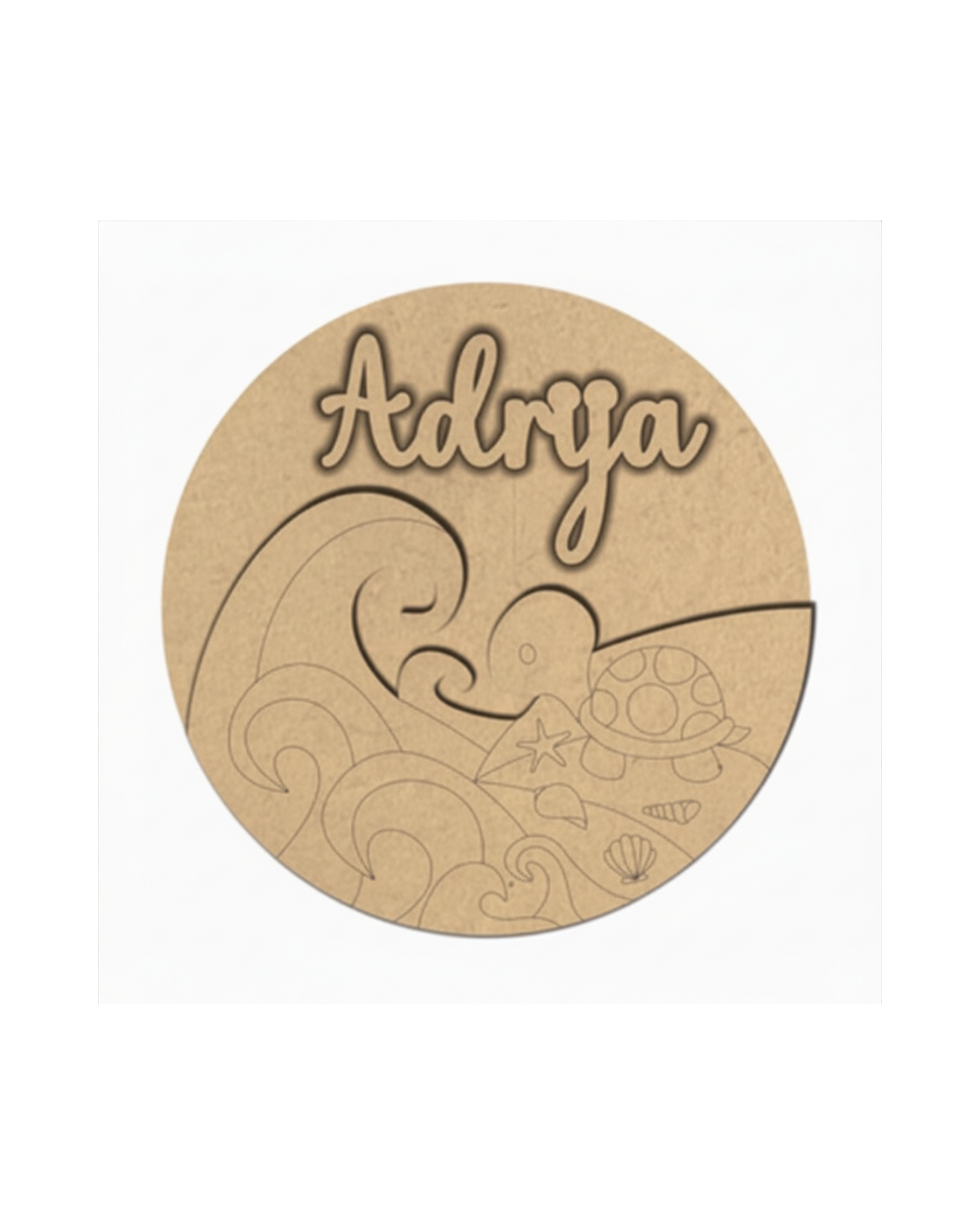 Waves DIY Circular Customized Name Plate Canva Kit with Paint & Brush