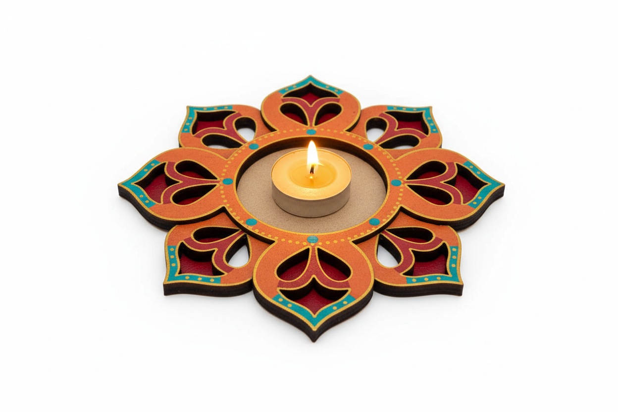 4 Inch MDF Tealight Holder Cutout for DIY Decor- Daisy